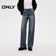 ONLY2025秋季新款復古金屬鉚釘高腰直筒長(cháng)褲牛仔褲女|126132081 J34 390洗水牛仔藍 M M褲長(cháng)減短