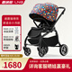 朗納鉑（land leopard）老虎Pro嬰兒推車嬰兒車輕便折疊雙向超大輪避震兒童BB傘車 宇航員【黑】