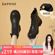 達(dá)芙妮（DAPHNE）小短靴女馬丁靴英倫風(fēng)厚底秋冬季2023新款秋季單靴百搭復(fù)古六孔 黑色【加絨】 36 標(biāo)準(zhǔn)碼