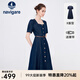 Navigare意大利小帆船短袖連衣裙女士夏季百搭A字裙時(shí)尚顯瘦復古牛仔長(cháng)裙 海軍藍 XL 碼