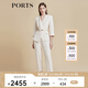 PORTS寶姿商場(chǎng)同款春夏新款女裝淺亞麻金腰帶造型西裝LD8J056PWQ073 亞麻淺金 M (6)