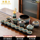瀾春江景德鎮(zhèn)天目釉窯變功夫茶具套裝陶瓷側(cè)把泡茶壺茶杯會(huì)客家用送禮 天目釉【拉絲側(cè)把壺套組】 【高檔禮盒裝】