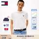 TOMMY JEANS【純色純棉】25新款夏季男裝平紋針織潮流刺繡短袖上衣T恤 白色YBL M （推薦：135-150斤）