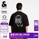 杰克·瓊斯（JACK&JONES）男裝25年涼感短袖T恤男士夏季潮流寬松oversized復(fù)古印花休閑半袖 E43純黑色 寬松版，卡碼拍小 M