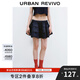 UR2025夏季新款女復(fù)古休閑花邊松緊腰短款牛仔半裙UYU850086 藍(lán)色 (偏寬松) S (XS-S)
