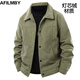 AFILMBY秋冬夾克男潮流衣服男裝工裝休閑夾克男秋裝翻領(lǐng)棒球服秋季外套男 軍綠 2XL (125-140斤)