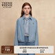 Teenie Weenie小熊牛仔外套女2025年春季新款刺繡簡(jiǎn)約休閑短款夾克外套女 中藍色 M
