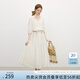 范思藍(lán)恩松弛收腰連衣裙女2025夏新款綁帶貝殼元素?zé)艋\袖長裙2795 混燕麥 S