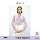 JESSIE 優(yōu)雅飄帶領(lǐng)純色修身長(zhǎng)袖襯衫上衣女秋 紫色 L