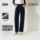 森馬（Semir）牛仔褲女抓毛闊腿褲港風(fēng)冬季2025顯腿長(cháng)拖地褲ins潮109725124002