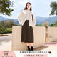 香影a字針織半身裙女2024秋冬季新款氣質(zhì)垂墜感復古過(guò)膝高腰裙子 咖啡 M
