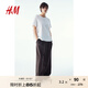 H&M女裝休閑褲2025氣質(zhì)簡(jiǎn)約高腰寬松直筒通勤商務(wù)西褲長(zhǎng)褲1264877 深棕色 XL 170/100