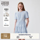 Teenie Weenie小熊白色連衣裙女2025年夏季新款氣質(zhì)少女感學(xué)院風(fēng)裙子 藍(lán)色 S