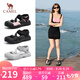 駱駝（CAMEL）戶外涼鞋女丑萌沁涼版撞色厚底涼鞋 L25M076016 粉/黑 37 
