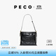 PECO城市系列Hobo包大容量水桶包單肩腋下美拉德托特女包生日禮物 中號經(jīng)典黑頭層樹(shù)皮皺小?，F貨