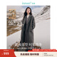 茵曼100%綿羊毛雙面呢外套2024冬女新款美拉德翻駁洋氣長款大衣上衣 深花灰 L