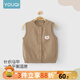 優(yōu)奇嬰兒馬甲春秋款男女寶寶背心開衫外套兒童坎肩新款外穿可愛毛線衣 咖色 100cm