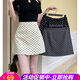 歐貝汐波點(diǎn)半身裙女白色休閑百搭黑色包臀裙夏季辣妹高腰A字裙西裝短裙 黑色 M
