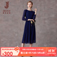 經(jīng)典故事（JANE STORY）2025新款簡(jiǎn)約氣質(zhì)襯衫連衣裙女春秋高端貴氣修身長(cháng)裙長(cháng)袖雪紡裙 深藍色 2XL