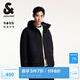 杰克·瓊斯（JACK&JONES）男裝FFUM系列春秋潮流略寬松抽繩連帽立領棉服外套男款224409033 黑色E41 S 170