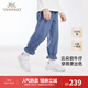 英氏【商場(chǎng)同款】?jì)和Ｗ醒澕兠夼澴哟合陌俅铋L(cháng)褲 中牛仔藍 90 cm【推薦身高78-90cm】