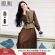 香影馬甲長(cháng)袖連衣裙套裝女2025秋季新款氣質(zhì)千鳥(niǎo)格咖色裙子兩件套 咖色 S