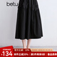 百圖betu女裝2025夏季新款半身裙松緊高腰女裙立體蝴蝶結(jié)裙子2504X01 黑色 L