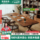 果漫胡桃木高檔實(shí)木書(shū)桌椅原木學(xué)習工作臺客廳大長(cháng)桌閱讀桌辦公桌 松木桌140*70*75*厚4.5cm