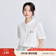 茵曼（INMAN）純棉文藝?yán)C花短袖白襯衫女2025夏季舒適百搭通勤翻領(lǐng)襯衣上衣 珍珠白 L