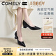 康莉（COMELY）單鞋女春秋季空氣棉軟底簡約舒適粗跟通勤職業(yè)工作鞋 黑色 36 