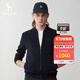 哈吉斯（HAZZYS）男裝 春秋季男毛衣純色外套棒球領(lǐng)日常休閑針織衫男ABYZD03AD01 深藏青色DN XL (180/100A 50)