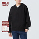 無(wú)印良品 MUJI 女式 毛圈 拉鏈連帽衫 女長(zhǎng)袖外套春秋款 BBQ91C4S 黑色 M 160/84A