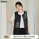 MsShe【天絲萊賽爾】大碼女裝2025秋裝胖mm新中式國(guó)風(fēng)盤帶繡馬甲 黑色現(xiàn)貨 3XL