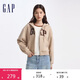 GAP女裝秋冬碳素軟磨抓絨logo連帽衛衣落肩袖休閑外套634420
