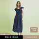 moussy 2025新品法式田園飛飛袖收腰碎花連衣裙028ISA33-3941 145花紋海軍藍 M