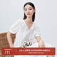迪賽尼斯（DESIGNICE）夏季新款裙子V領(lǐng)白色簡約氣質(zhì)泡泡袖減齡連衣裙女士 白色 M