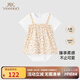 英氏【商場(chǎng)同款】童裝哈衣假兩件純棉連體衣女寶寶衣服夏季新款Z 淡雅粉 90cm