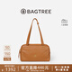 BAGTREE包包樹(shù)風(fēng)信包新款植鞣牛皮波士頓包單肩腋下大容量通勤保齡球女包 橡果色 小眾輕奢女包