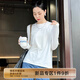 美洋（MEIYANG）肌底液開叉T 滑糯輕柔圓領(lǐng)壓褶直筒打底衫新款百搭休閑t恤上衣女 白色 M