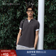TOMMY HILFIGER【輕系列】夏季男裝撞色鑲邊翻領POLO/珠地棉商務修身純色短袖T恤 【修身款】石墨深灰P7I L （推薦：140-155斤）