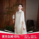 陌遇夏季中國風(fēng)新款復古桑蠶絲云肩旗袍原創(chuàng  )新中式連衣裙品牌女裝 米白色 S