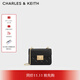 CHARLES&KEITH拼接菱格鏈條單肩斜挎小方包包女包生日禮物CK2-80701360 CK2-80701360Black黑色 S