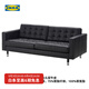 宜家（IKEA）蘭德克納三人客廳頭層牛皮真皮沙發(fā)皮藝家具 三人黑色沙發(fā)/金屬支腿