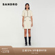 SANDRO經(jīng)典款女裝法式甜美木耳邊粗花呢白色連衣裙SFPRO03308 淡褐色 XS