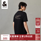 杰克·瓊斯（JACK&JONES）男裝短袖t恤男夏季新款潮流100%純棉休閑半袖T恤男士刺繡純色短袖 E40 黑色 L 180