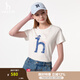 哈吉斯（HAZZYS）女裝 夏款女士大狗圖案圓領(lǐng)T恤衫女ASTSE0BBE52 米黃色OW M (160/84A 38)