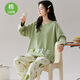 金多金2025新款純棉睡衣女春秋季長袖帶胸墊休閑女士家居服套裝100全棉 W5154 無胸墊 L 【100-120斤】