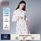 Teenie Weenie小熊連衣裙女春夏學(xué)院風(fēng)休閑天絲混紡滿印襯衫式連衣裙女 撞色 M (165)