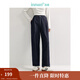 茵曼（INMAN）九分牛仔褲2025春秋女裝新款橡筋中高腰垂感哈倫褲 牛仔黑 M