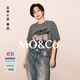 MO&Co.【秦嵐同款】短袖T恤春做舊搖滾印花寬松MBE1TEET08 深花灰色 M 165